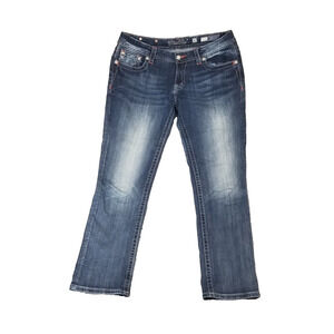 miss me jeans women's 32 mid rise easy crop blue stretch denim pants 36x29